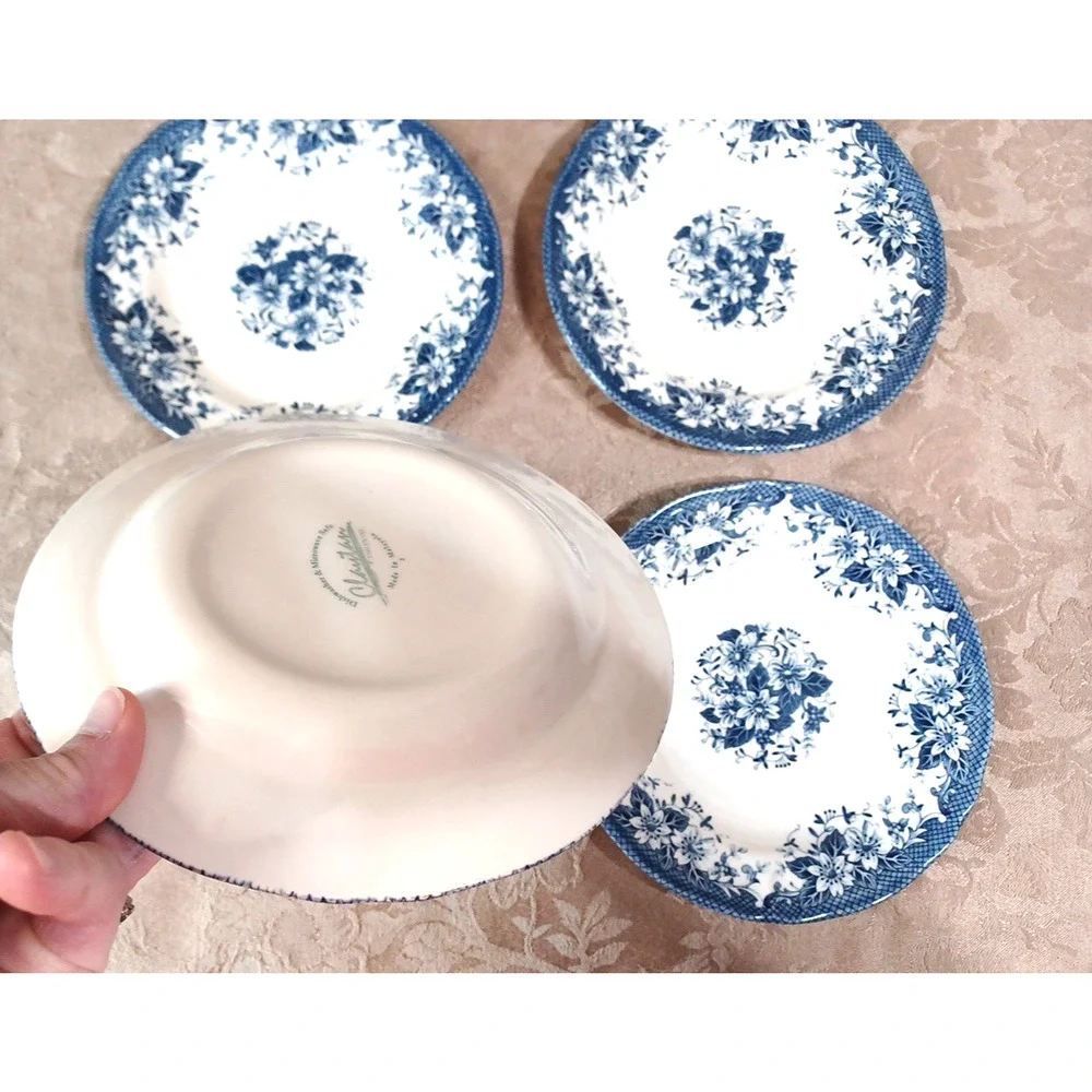 4 Clayton Blue White French English Country Cottage 7 1/2